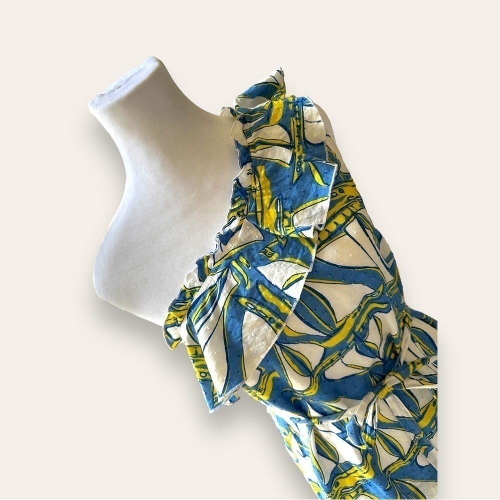 Lilly Pulitzer Janine Top Docksider Print one shoulder asymmetrical vacation S - Picture 4 of 9